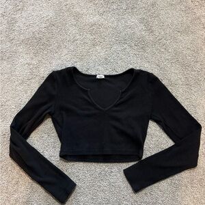 Garage Black Long Sleeve Crop Top